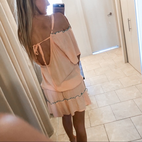 Pink & Turquoise Off TheShoulder Dress - Picture 4 of 4